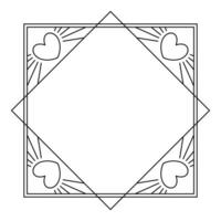 Valentine Day love square aesthetic frame with hearts. Trendy geometric minimalist linear shape for social media or poster design vector