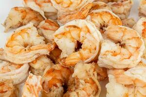 Shrimps are large and delicious cooked close-up. photo