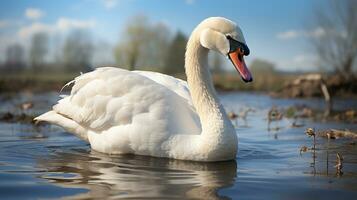 AI generated Mute swan bird romantic animal nature wildlife photo