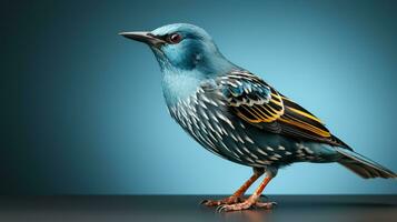 ai generado estornino pájaro azul animal fauna silvestre foto