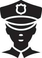 Minimal Police icon vector silhouette, white background, fill with black 3