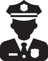 Minimal Police icon vector silhouette, white background, fill with black 22