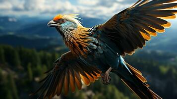 AI generated Golden pheasant flying bird nature animal wildlife photo