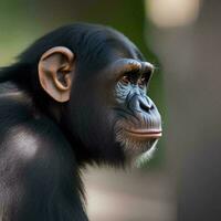 ai generado un retrato de un curioso y inteligente chimpancé foto