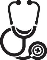 minimal Stethoscope vector silhouette black color white background 6