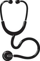 minimal Stethoscope vector silhouette black color white background 5