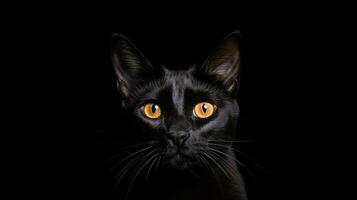 ai generado negro gato mascota retrato fotografía, ai foto