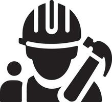 minimal Construction helmet icon vector silhouette, white background 17