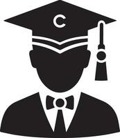 Flat, minimal Graduation hat icon vector silhouette white background 4