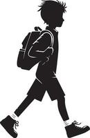 A Boy Going to school Vector art illustration black color