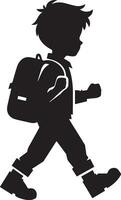 A Boy Going to school Vector art illustration black color