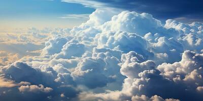 AI generated cloudscape, beautiful aerial view above clouds on sunny day photo