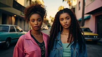 AI generated Back to the '90s Positive vibes Afro American girls. photo