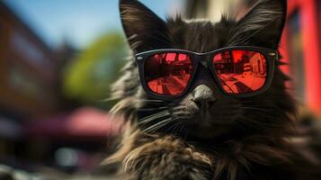 AI generated Cool rich successful cat with sunglasses photo