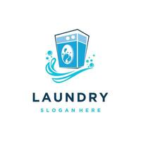 Laundry logo template with modern concept and business Premium Vector