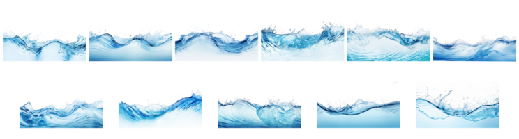 ai généré bleu l'eau éclaboussure vague sur une transparent Contexte png