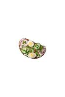 Delicious sandwich or bruschetta with cream cheese radish and green onions photo
