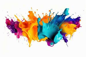 AI generated Colored paint splashes isolated on white background. 3d rendering, Colorful paint splashes and blots on a black background, AI Generated photo