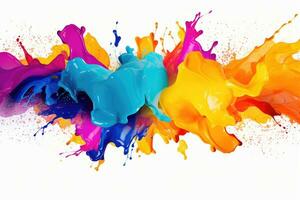 AI generated Colorful paint splashes isolated on white background. 3d rendering, Colorful paint splashes and blots on a black background, AI Generated photo