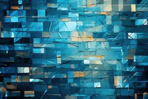 AI generated Abstract background with blue squares. 3d rendering, 3d illustration, Abstract pattern of a broken computer screen, AI Generated photo