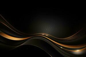 AI generated Abstract black background with golden waves. Vector illustration. Eps 10, Create a luxurious black line background, AI Generated photo