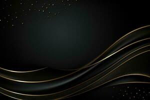AI generated Abstract black and golden wavy background. Vector illustration eps10, Create a luxurious black line background, AI Generated photo