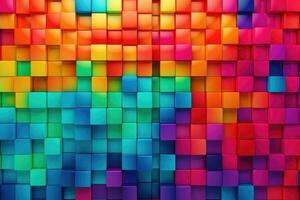 AI generated Abstract colorful cubes background. 3d rendering, 3d illustration, Colorful square pattern as a panorama background, AI Generated photo