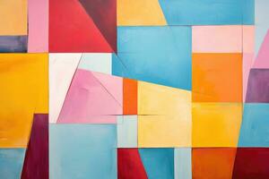AI generated Abstract multicolored acrylic painting on canvas. Fragment of artwork, Colorful geometric abstract painting on a wall, AI Generated photo