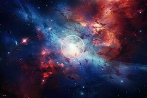 AI generated Galaxy and nebula in deep space. Abstract space background, Colorful abstract background wallpaper featuring a modern motif visual art created with mixtures of oil paint, AI Generated photo