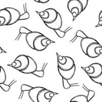 Doodle snail seamless pattern vector