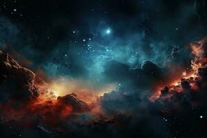 AI generated Abstract space background with nebulae and stars. 3D rendering, AI Generated photo