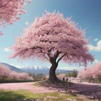 Pink cherry blossom photo