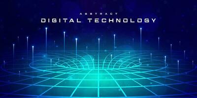 Digital technology futuristic blue green background, internet network connection, abstract cyber information communication, science innovation future tech, Ai big data line dot, illustration vector 3d