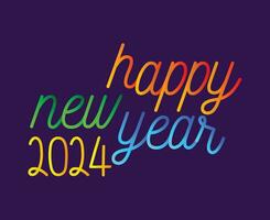 Happy New Year 2024 Abstract Multicolor Graphic Design Vector Logo Symbol Illustration With Purple Background