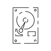 Computer hardware line icon. Graphic card or processor and RAM. GPU or CPU and cooler. Case with motherboard. Vector SSD cable with fan. Computer details.