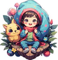 AI generated Cute Happy Girl in Winter Clothes png