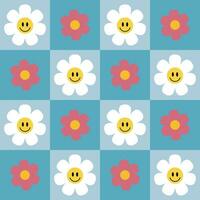 Cute y2k spring patchwork floral seamless pattern vector