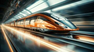 AI generated a speedy train on a train track, photo