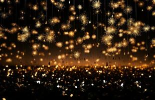 AI generated fireworks illuminated in the sky against a black background, photo