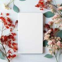 AI generated floral tablet mock up free case templates for artists, photo