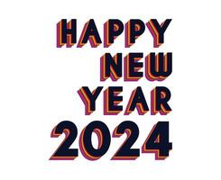 Happy New Year 2024 Abstract Blue Multicolor Graphic Design Vector Logo Symbol Illustration