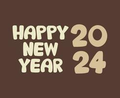 Happy New Year 2024 Abstract Brown Graphic Design Vector Logo Symbol Illustration