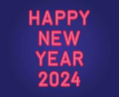 Happy New Year 2024 Abstract Pink Graphic Design Vector Logo Symbol Illustration With Purple Background