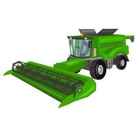 Green agricultural combine harvester machine vector image on white background. Agriculture collection