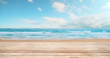 AI generated a wood wood beach with sea view, photo