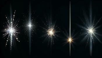 AI generated Light effect of lens flares. Set of five  light photo