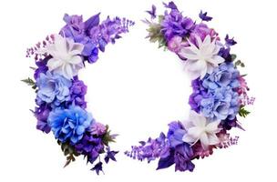 AI generated violet and purple flower wreath flower photo