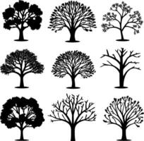 collection isolated tree Symbol silhouette style on white background. Can be used for your work. AI generated illustration. vector