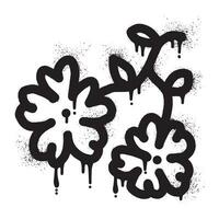 Cherry blossom graffiti with black spray paint vector