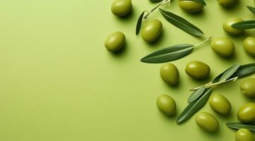 AI generated olive branch with fronds olives photo